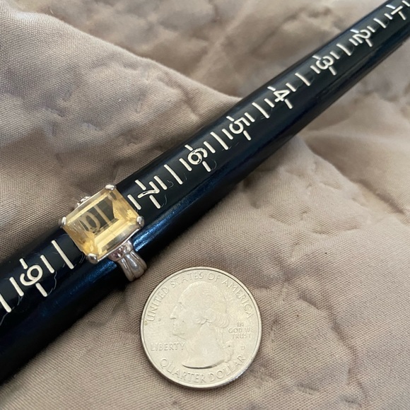 Large vintage lemon quartz rectangle citrine ring in sterling silver sz 8 - Picture 2 of 4